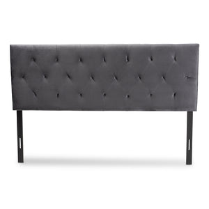 Baxton Studio Felix Modern And Contemporary Grey Velvet Fabric Upholstered King Size Headboard