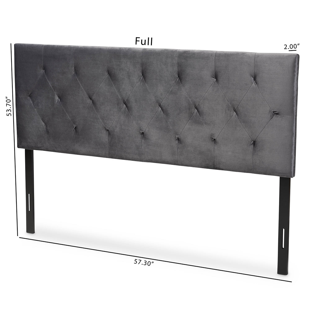 Baxton Studio Felix Modern And Contemporary Grey Velvet Fabric Upholstered King Size Headboard