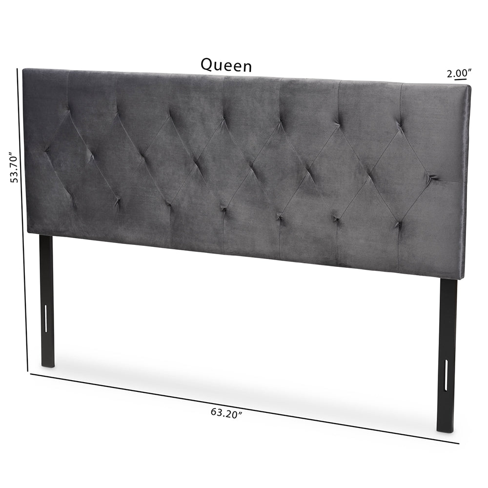 Baxton Studio Felix Modern And Contemporary Grey Velvet Fabric Upholstered King Size Headboard