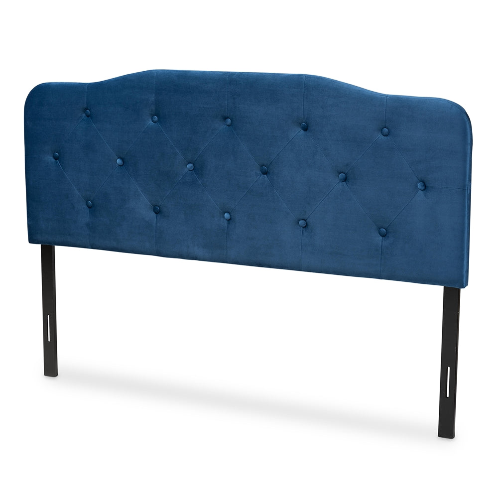 Baxton Studio Gregory Modern And Contemporary Navy Blue Velvet Fabric Upholstered Queen Size Headboard