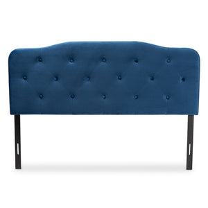 Baxton Studio Gregory Modern And Contemporary Navy Blue Velvet Fabric Upholstered Queen Size Headboard