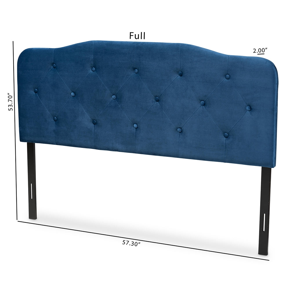 Baxton Studio Gregory Modern And Contemporary Navy Blue Velvet Fabric Upholstered Queen Size Headboard