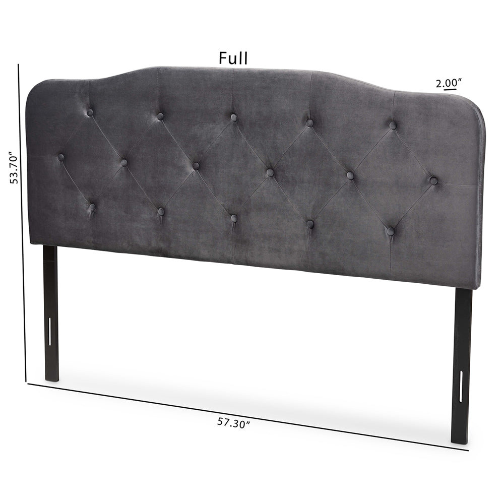 Baxton Studio Gregory Modern And Contemporary Grey Velvet Fabric Upholstered Full Size Headboard