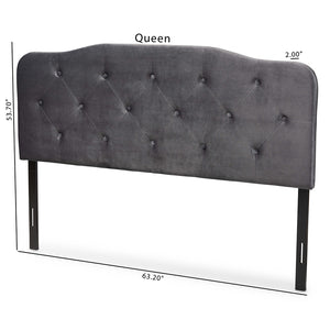 Baxton Studio Gregory Modern And Contemporary Grey Velvet Fabric Upholstered King Size Headboard