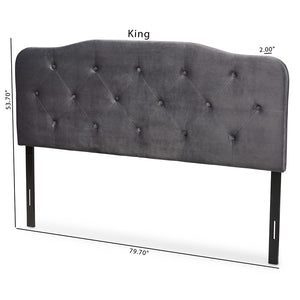 Baxton Studio Gregory Modern And Contemporary Grey Velvet Fabric Upholstered Queen Size Headboard