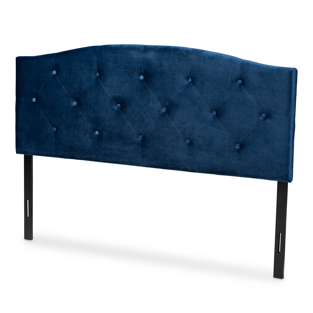 Baxton Studio Leone Modern And Contemporary Navy Blue Velvet Fabric Upholstered Full Size Headboard