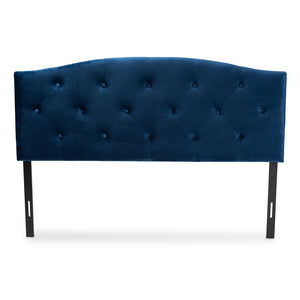 Baxton Studio Leone Modern And Contemporary Navy Blue Velvet Fabric Upholstered Full Size Headboard