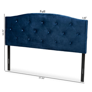 Baxton Studio Leone Modern And Contemporary Navy Blue Velvet Fabric Upholstered Queen Size Headboard