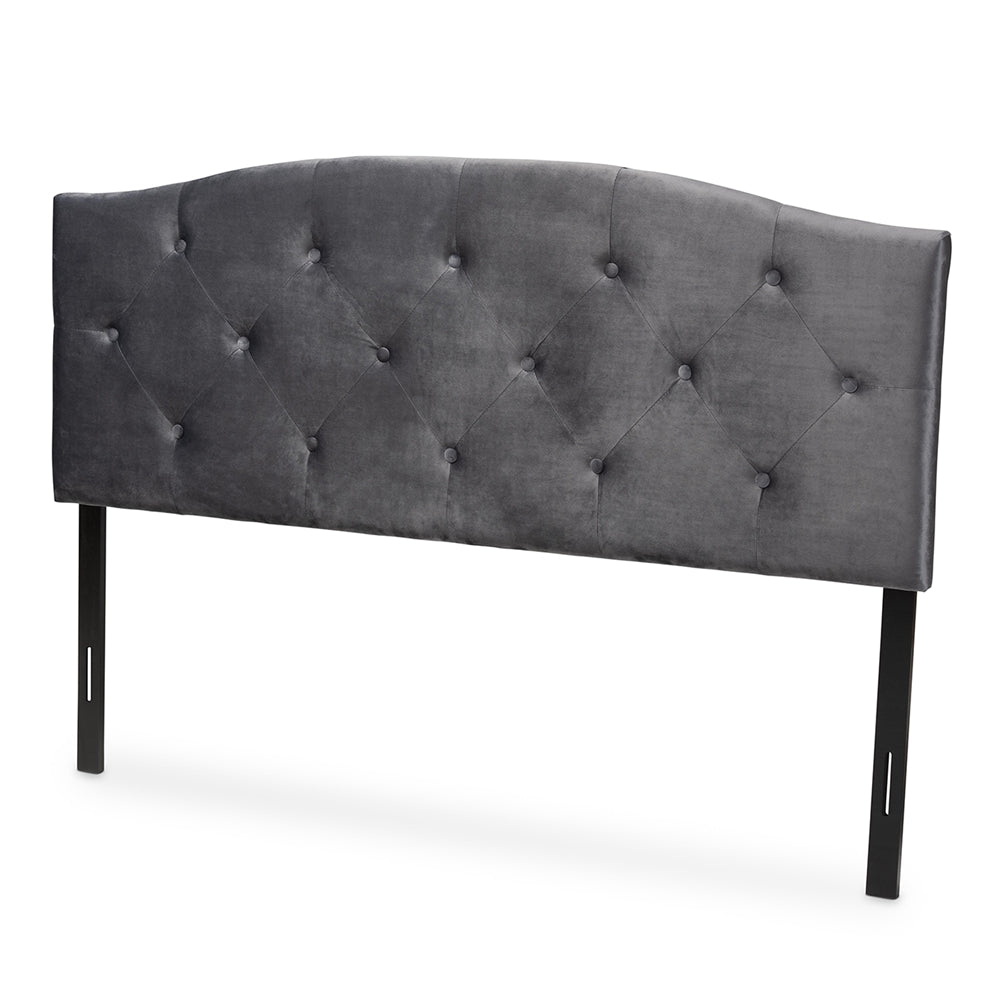 Baxton Studio Leone Modern And Contemporary Grey Velvet Fabric Upholstered Full Size Headboard