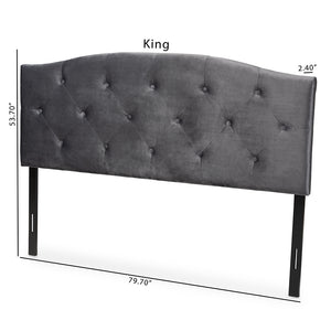 Baxton Studio Leone Modern And Contemporary Grey Velvet Fabric Upholstered Full Size Headboard