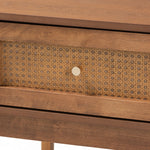 Load image into Gallery viewer, Baxton Studio Ramiel Mid-Century Modern Ash Walnut Finished Wood And Rattan 1-Drawer Nightstand
