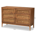 Load image into Gallery viewer, Baxton Studio Ramiel Mid-Century Modern Ash Walnut Finished Wood And Rattan 6-Drawer Dresser
