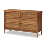 Load image into Gallery viewer, Baxton Studio Ramiel Mid-Century Modern Ash Walnut Finished Wood And Rattan 6-Drawer Dresser
