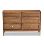 Load image into Gallery viewer, Baxton Studio Ramiel Mid-Century Modern Ash Walnut Finished Wood And Rattan 6-Drawer Dresser
