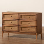 Load image into Gallery viewer, Baxton Studio Ramiel Mid-Century Modern Ash Walnut Finished Wood And Rattan 6-Drawer Dresser
