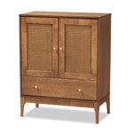 Load image into Gallery viewer, Baxton Studio Ramiel Mid-Century Modern Ash Walnut Finished Wood And Rattan 1-Drawer Sideboard
