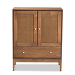 Load image into Gallery viewer, Baxton Studio Ramiel Mid-Century Modern Ash Walnut Finished Wood And Rattan 1-Drawer Sideboard
