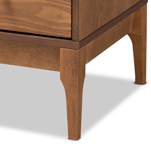 Baxton Studio Ramiel Mid-Century Modern Ash Walnut Finished Wood And Rattan 1-Drawer Sideboard