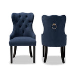 Load image into Gallery viewer, Baxton Studio Fabre Modern Transitional Navy Blue Velvet Fabric Upholstered And Dark Brown Finished Wood 2-Piece Dining Chair Set
