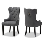 Load image into Gallery viewer, Baxton Studio Fabre Modern Transitional Grey Velvet Fabric Upholstered And Dark Brown Finished Wood 2-Piece Dining Chair Set
