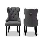 Load image into Gallery viewer, Baxton Studio Fabre Modern Transitional Grey Velvet Fabric Upholstered And Dark Brown Finished Wood 2-Piece Dining Chair Set
