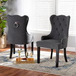 Load image into Gallery viewer, Baxton Studio Fabre Modern Transitional Grey Velvet Fabric Upholstered And Dark Brown Finished Wood 2-Piece Dining Chair Set
