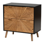 Load image into Gallery viewer, Baxton Studio Richardson Mid-Century Transitional Two-Tone Black And Natural Brown Finished Wood 2-Drawer Storage Cabinet
