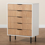 Load image into Gallery viewer, Baxton Studio Karima Mid-Century Modern Two-Tone White And Natural Brown Finished Wood And Black Metal 5-Drawer Storage Cabinet
