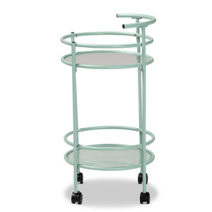 Baxton Studio Newell Mid-Century Modern Mint Green Finished Metal 2-Tier Kitchen Cart