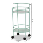 Load image into Gallery viewer, Baxton Studio Newell Mid-Century Modern Mint Green Finished Metal 2-Tier Kitchen Cart
