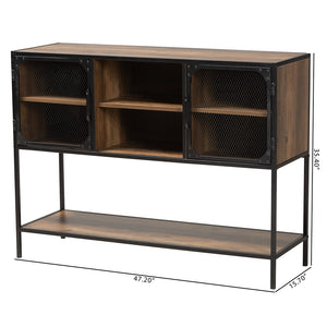 Baxton Studio Cardea Modern Industrial Walnut Brown Finished Wood And Black Metal 2-Door Sideboard