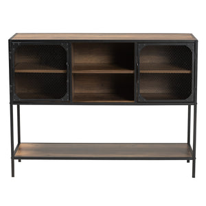 Baxton Studio Cardea Modern Industrial Walnut Brown Finished Wood And Black Metal 2-Door Sideboard