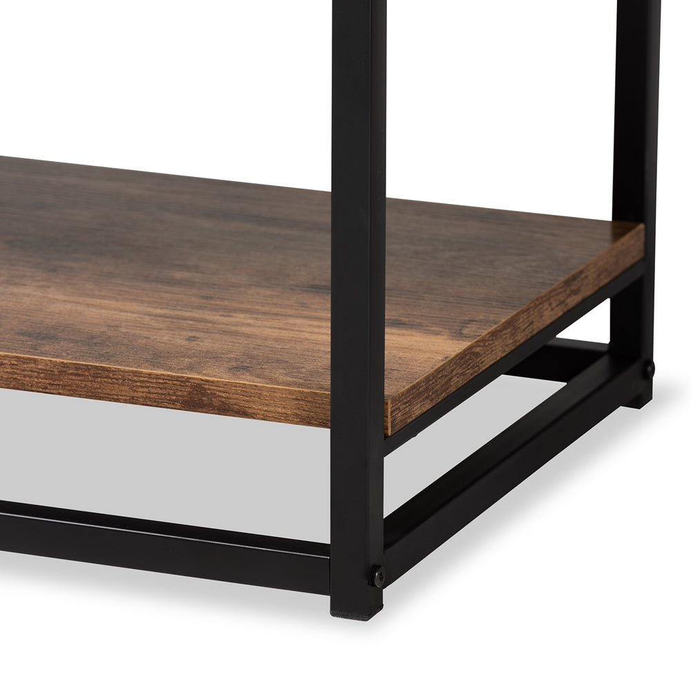 Baxton Studio Bardot Modern Industrial Walnut Brown Finished Wood And Black Metal 3-Tier Console Table