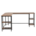 Load image into Gallery viewer, Baxton Studio Lydia Modern Walnut Brown Finished Wood And Black Metal L-Shaped Corner Desk With Shelves
