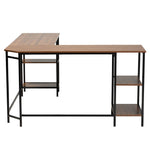 Load image into Gallery viewer, Baxton Studio Lydia Modern Walnut Brown Finished Wood And Black Metal L-Shaped Corner Desk With Shelves
