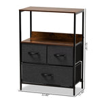 Load image into Gallery viewer, Baxton Studio Hakan Modern Industrial Grey Fabric Upholstered And Walnut Brown Finished Wood 3-Drawer Storage Cabinet
