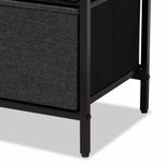 Load image into Gallery viewer, Baxton Studio Hakan Modern Industrial Grey Fabric Upholstered And Walnut Brown Finished Wood 3-Drawer Storage Cabinet
