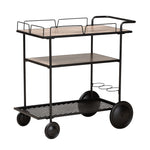 Load image into Gallery viewer, Baxton Studio Huntley Modern Industrial Walnut Brown Finished Wood And Black Metal Mobile Wine Cart
