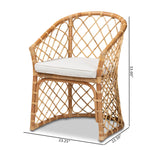 Load image into Gallery viewer, Baxton Studio Orchard Modern Bohemian White Fabric Upholstered And Natural Brown Rattan Dining Chair
