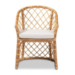 Load image into Gallery viewer, Baxton Studio Orchard Modern Bohemian White Fabric Upholstered And Natural Brown Rattan Dining Chair
