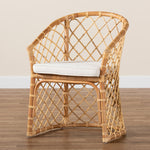 Load image into Gallery viewer, Baxton Studio Orchard Modern Bohemian White Fabric Upholstered And Natural Brown Rattan Dining Chair
