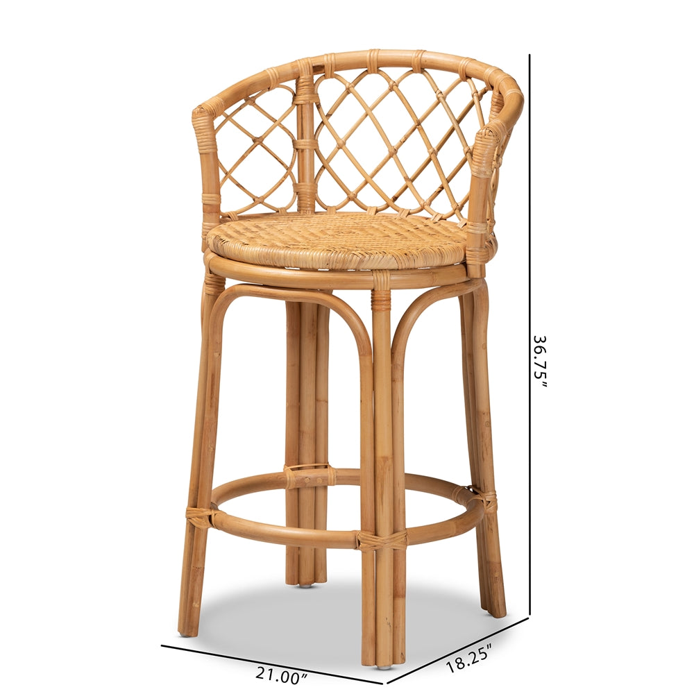 Baxton Studio Orchard Modern Bohemian Natural Brown Rattan Counter Stool