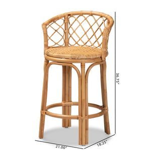 Baxton Studio Orchard Modern Bohemian Natural Brown Rattan Counter Stool