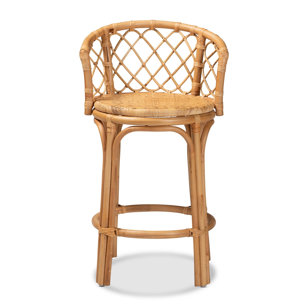 Baxton Studio Orchard Modern Bohemian Natural Brown Rattan Counter Stool