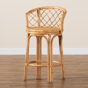 Baxton Studio Orchard Modern Bohemian Natural Brown Rattan Counter Stool