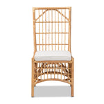 Load image into Gallery viewer, Baxton Studio Rose Modern Bohemian White Fabric Upholstered And Natural Brown Rattan Dining Chair
