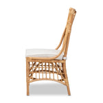 Load image into Gallery viewer, Baxton Studio Rose Modern Bohemian White Fabric Upholstered And Natural Brown Rattan Dining Chair
