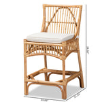 Load image into Gallery viewer, Baxton Studio Rose Modern Bohemian White Fabric Upholstered And Natural Brown Rattan Counter Stool
