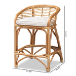 Load image into Gallery viewer, Baxton Studio Maverick Modern Bohemian White Fabric Upholstered And Natural Brown Rattan Counter Stool
