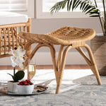 Load image into Gallery viewer, Baxton Studio Bernardo Modern Bohemian Natural Brown Rattan Ottoman
